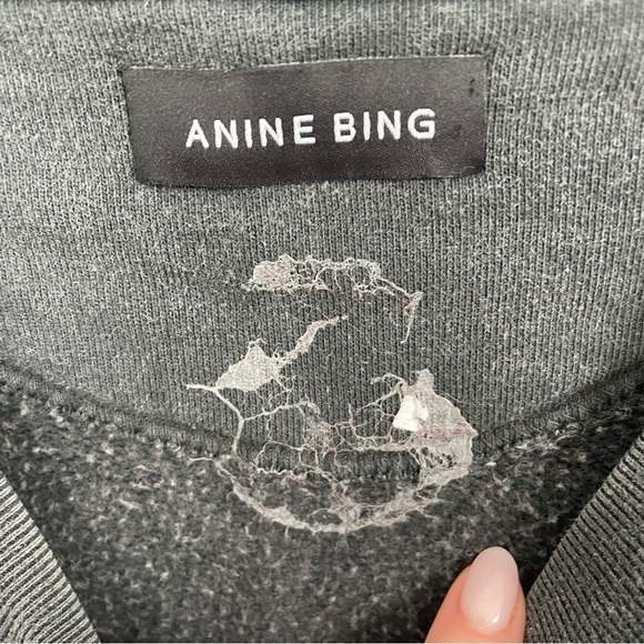 Anine Bing Ramona Stardust Sweatshirt Washed Black Size Small - Picture 5 of 10